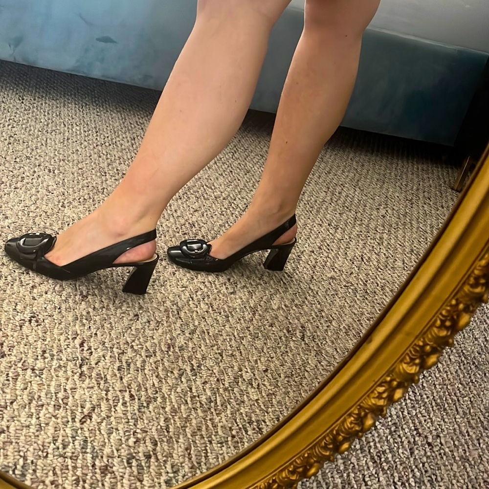 Prada black slingback pumps